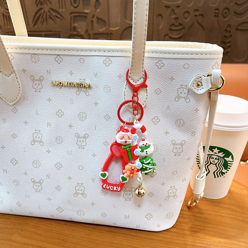 Wholesale Christmas Snowman Reindeer Santa Claus PVC Keychain